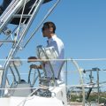 skipper on a sailboat